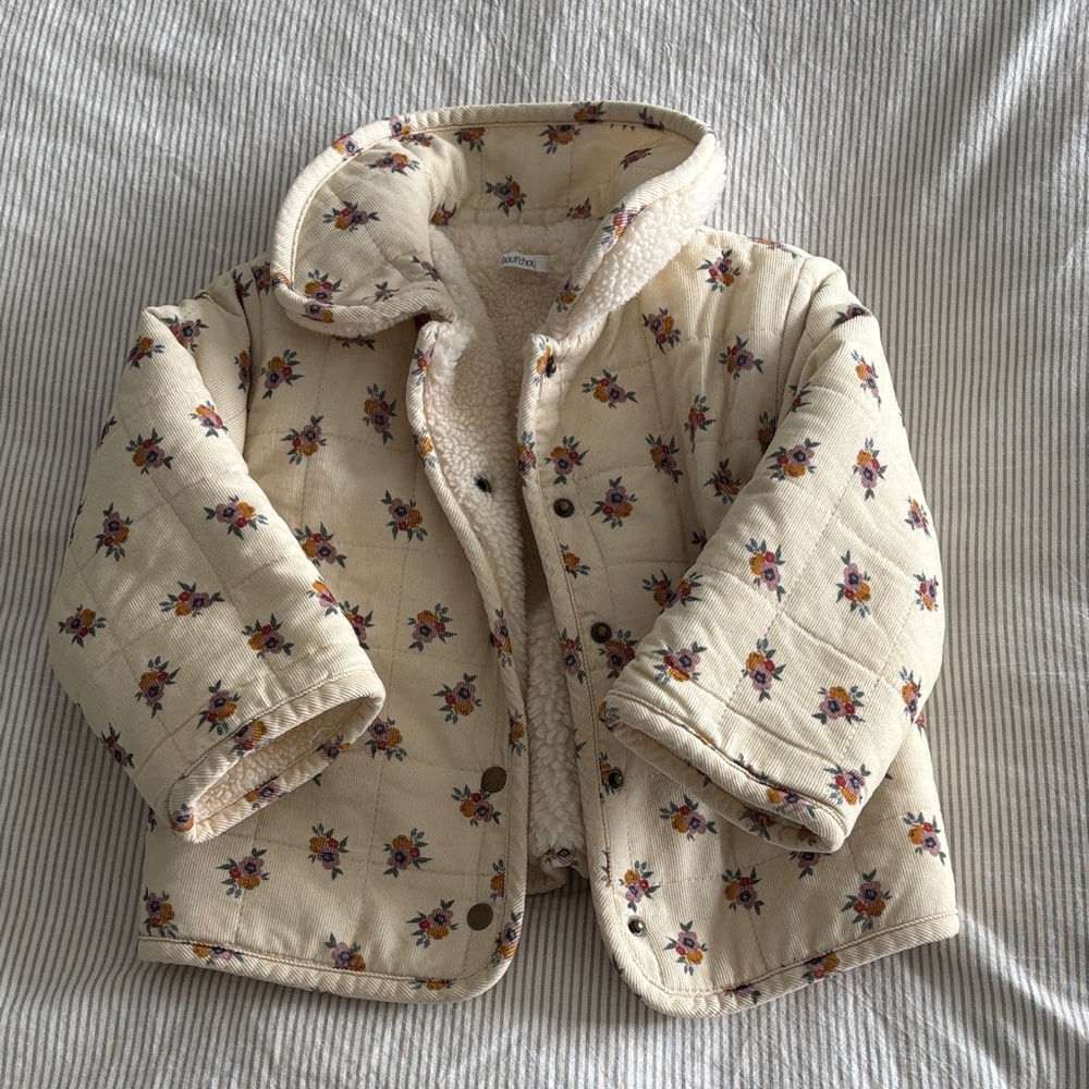 Bout’chou Faux Shearling Floral Print Jacket